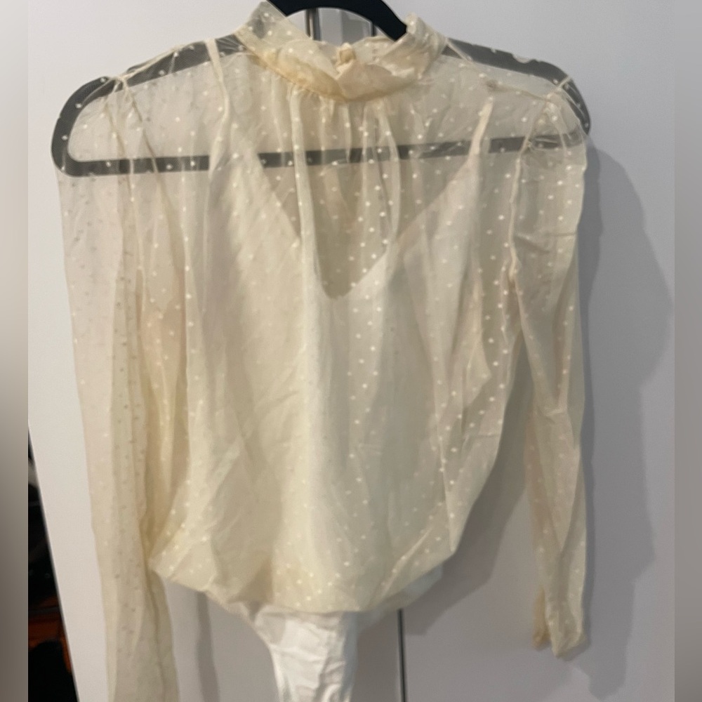 Elegant Cream Sheer Women's bodysuit